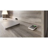 Realspace® Peakwood 65"W Computer Desk with Hutch and Wireless Charging, Smoky Brown Realspace