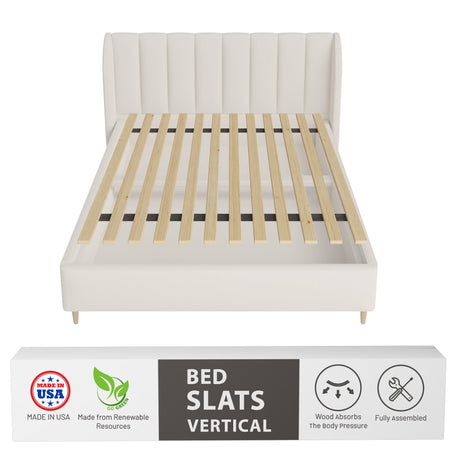 Greaton, 0.68-Inch Vertical Wooden Bunkie Board/Bed Slats, Full, Beige Greaton