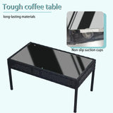 4-Piece Outdoor Wicker Sofa Set, Rattan Porch Furniture with Removable Cushions for Backyard, Balcony, and Deck - All-Weather Durability and Easy Assembly（Brown-Beige） Generic