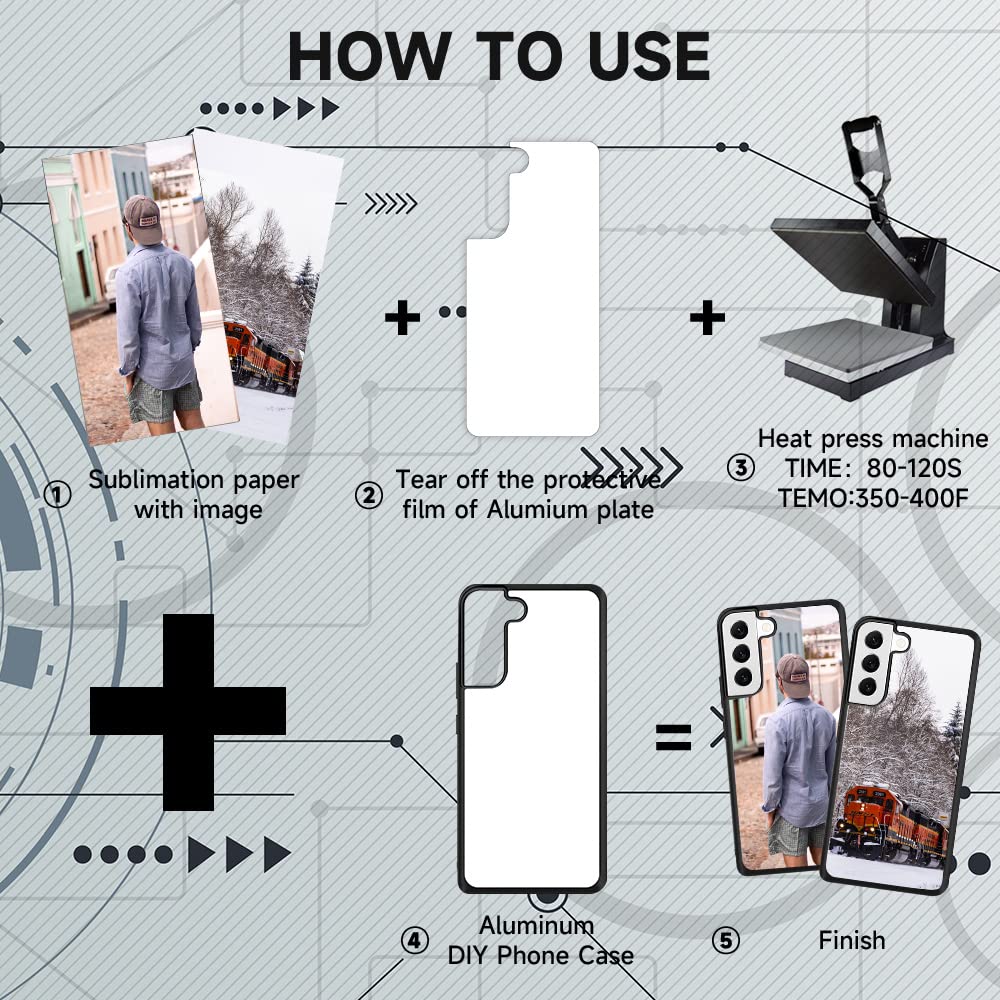 FOQENCCI 5 Piece Phone Case for Samsung Galaxy S23 Plus Sublimation Case Blank Printable DIY Custom Phone Case Soft TPU + Hard PC Anti-Slip Anti-Scratch Shockproof Protective Cover for Galaxy S23 Plus FOQENCCI