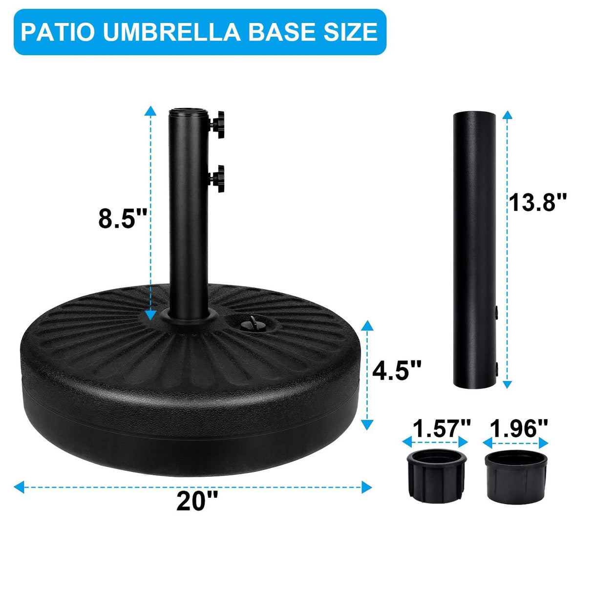 Simple Deluxe 9FT Outdoor Patio Umbrella Table Market Umbrella with Push Button Tilt and Crank and 50lbs Base Stand, for Garden, Lawn, Deck, Backyard, Pool, Red Simple Deluxe