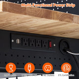 Heavy Duty Workbench 60" with Rubber Wood Top and Pegboard – Adjustable Rolling Worktable with Drawer Storage, Power Outlet & Lockable Wheels, 2000 lb Capacity Hardwood Workbench for Garage, Workshop Euker