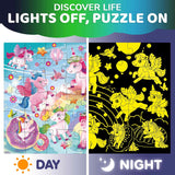 QUOKKA Floor Puzzles for Kids Ages 4–8 – 2x3 FT Giant Glow in The Dark Jigsaw – 48 Large Pieces – Magical Fantasy Unicorn Scene – Montessori Toy with Gift Box – Fun Learning Activity QUOKKA