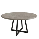 GarveeHome 47-inch Round Large Dining Table, Wooden Kitchen Table for 4, Industrial Dinner Table with Wooden Top and Metal Base for Home Dining Room or Living Room - Grey(Only Table) GarveeHome