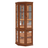 Tribesigns Corner Storage Cabinet, 71" Tall Corner Cabinet with Doors & LED Lights, 5-Tier Mid-Century Display Shelf for Living Room, Kitchen, Walnut Tribesigns