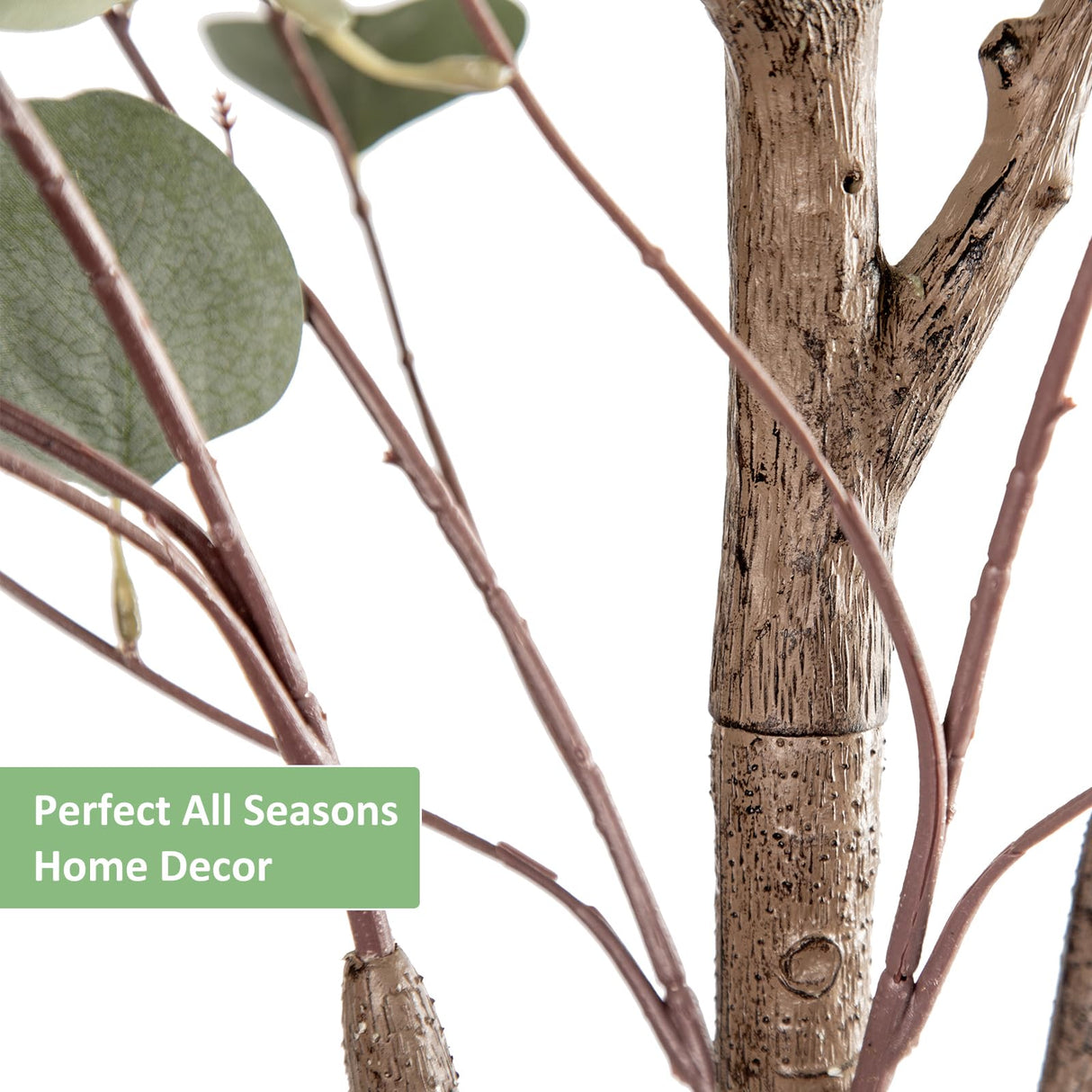 Artificial Eucalyptus Tree, 4FT Tall Faux Eucalyptus Tree, Artificial Plants with Realistic Trunk and Lifelike Leaves for Home Office Decor 4FT Fake Eucalyptus Tree for Home House Office Décor CETRD