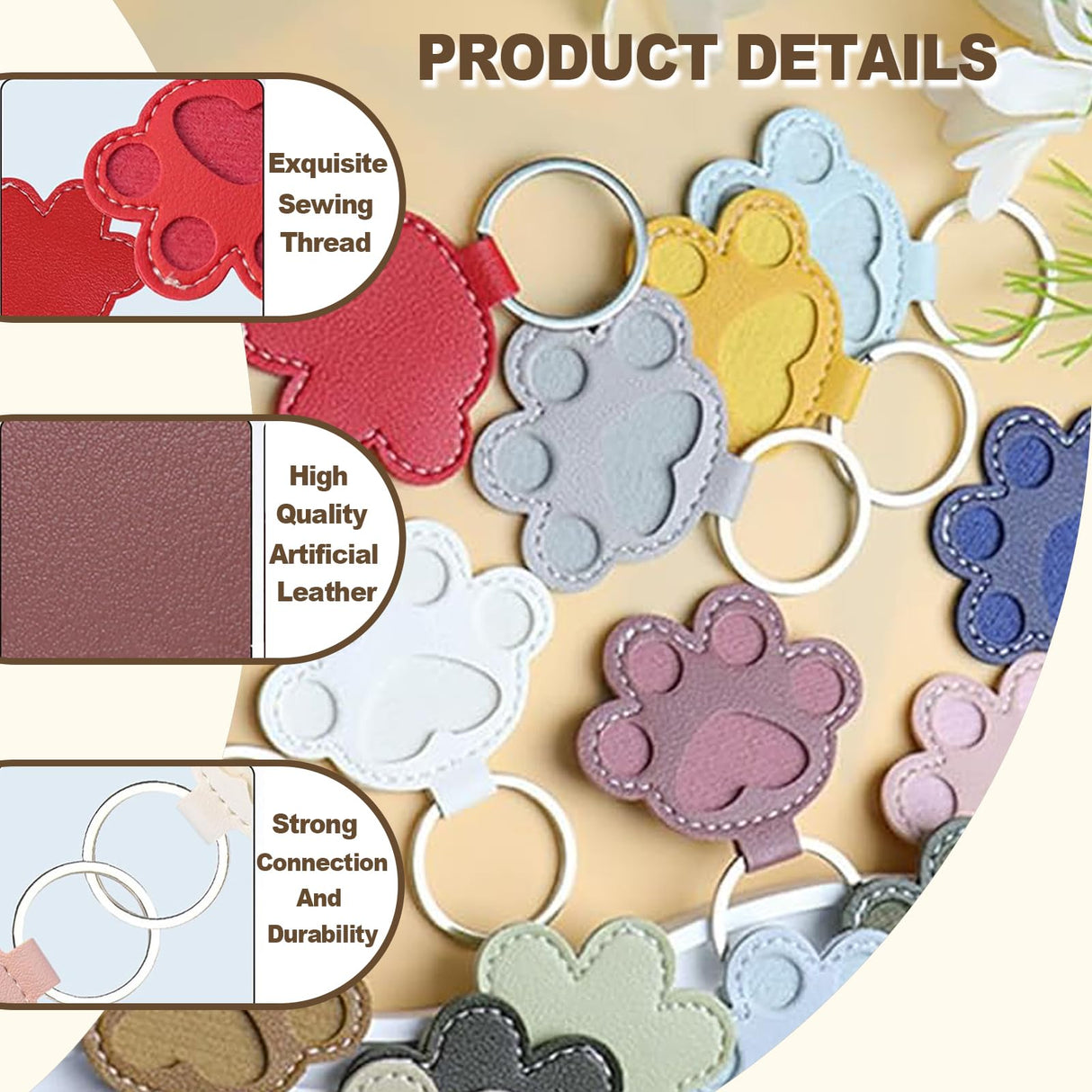 Xoprmey 6Pcs Pet Hair Storage Keychain - Dog Cat Paw Shaped Keychain,Pet Hair Keepsake Keychains,Pet Memorial Gifts for Bag Purse Paw Charm Key Holder Xoprmey