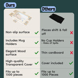 Gondola 1500 Pieces Puzzle Board with Mug Holders, 6 Drawers and Cover, Sturdy Jigsaw Puzzle Table Tray, 26"x35" Portable Wooden Jigsaw Puzzles Accessories, Jig Saw Home Holder Organizer Boards Gondola