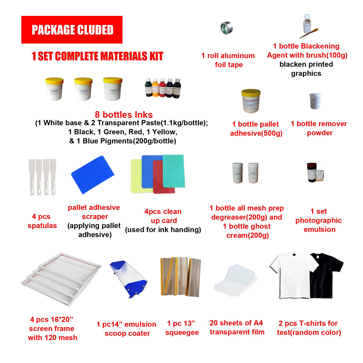TIANIUSEEN Screen Printing Kit Silk Printing Press Equipment Material 3 Color 4 Station Screen Printer Screen Printing Flash Dryer Drying Cabinet and UV Exposure Unit for T-Shirt DIY Tianiuseen