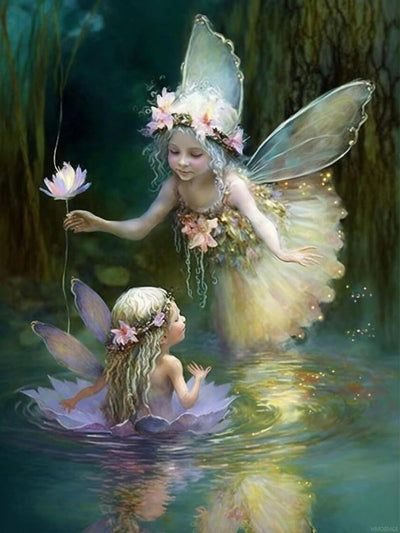 HMDIIMGE Diamond Painting Full Round Diamond Covered Diamond Painting Crystal Flower Fairy World Paintings, Holiday Gifts Shop Decor Club Decor 12x16 Inch