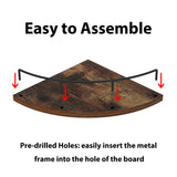 HORLIMER Floating Corner Shelf Wall Mount, Set of 3 Rustic Wood Corner Wall Shelves with Fence for Bedroom, Living Room, Bathroom, Kitchen, Brown HORLIMER