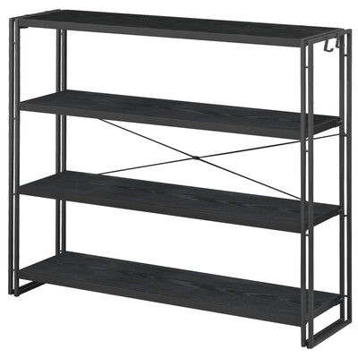 HCHQHS Bookshelf, 4-Tier Industrial Bookcase, Black Open Book Shelf, Freestanding Tall Bookshelves with Metal Frame