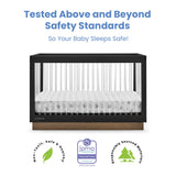 Delta Children James Acrylic 4-in-1 Convertible Crib - Greenguard Gold Certified, Midnight Grey/Acorn Delta Children