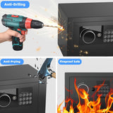 Digital Electronic Money Safe, Steel Security Lock Box with Keypad, Office Hotel Business Jewelry Gun Cash Safe, 0.23 Cubic Feet, 9.06" W x 6.69" D x 6.69" H（black） CDC DIGI