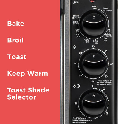 BLACK+DECKER 8-Slice Extra Wide Convection Toaster Oven, Fits 9"x13" Oven Pans and 12" Pizza, Bake, Toast, Broil, and Keep Warm Functions, Countertop Compact Design with Stainless Steel Finish