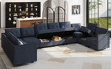 LLappuil Oversized Sectional Sofa Modular Couch with Storage, 10 Seater U Shaped Sectional Couches Set for Living Room, Denim Blue LLappuil