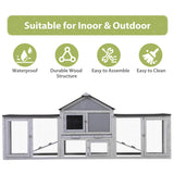 COZIWOW 2 Story 83”Wood Assembled Rabbit Hutch Indoor&Outdoor Bunny Cage with Double Runs and Weatherproof Roof, Guinea Pig Pet House for Small Animals（Gray） COZIWOW