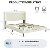 OLALITA Full Size Upholstered Platform Bed, Full Frame with Tufted Headboard, Sturdy Frame Wooden Slats, No Spring Mattress Required, Noiseless, Easy to Assemble, Beige OLALITA