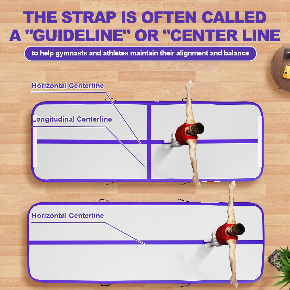 FBSPORT 20ft Inflatable Air Gymnastics Mat Training Mats 4 inches Thickness Gymnastics Tracks for Home Use/Training/Cheerleading/Yoga/Water with Pump FBSPORT