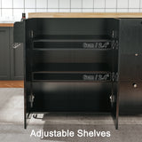 IRONCK Rolling Kitchen Island Cart with Drop-Leaf Countertop, Barn 3Drawers, Barn Door Style Cabine,Thicker Rubberwood Top, Spice Rack, on Wheels, for Kitchen and Dining Room, Black IRONCK