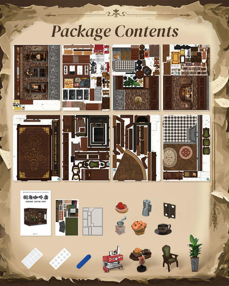 Cutefun Book Nook Kit - DIY Miniature Doll House Kit, Book Nook Kits for Adults, 3D Wooden Puzzle Bookend Bookshelf with LED Light for Cafe Crafts Lovers (Corner Coffee Shop) Cutefun