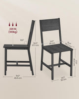 VASAGLE Dining Chair Set of 2, Rustic Wood Chairs with Metal Steel Frame, Easy to Assemble, Comfortable Seat, Modern Farmhouse Chair for Kitchen, Bedroom, Living Room, Charcoal Black and Ink Black VASAGLE