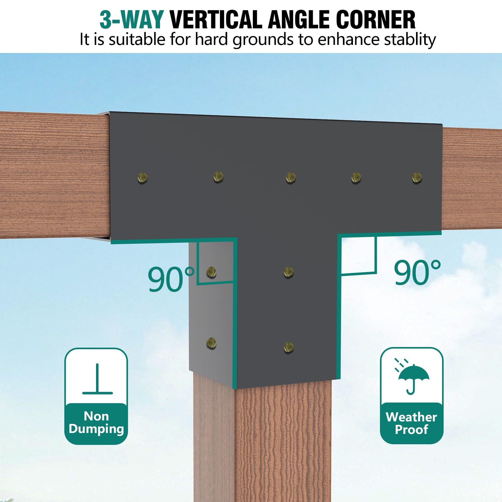 Kinchoix 2 Pack Pergola Bracket Kit T-Shape Elevated Wood Stand Kit T Brackets with Post Base for 4x4'' (Actual 3.5x3.5'') Wooden Beams Lumber Gazebos Patio Pergola Sheds 4 Pc - WoodArtSupply