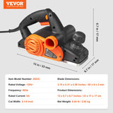 VEVOR Electric Hand Planer, 3-1/4" width Corded Electric Hand Planer, 16500 RPM High-Speed Powerful Electric Handheld Planers for Woodworking, Wood Chamfer DIY, Smooth Finish Carpentry Tool, FCC-SDoC VEVOR