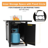 JOIVI 8 Pieces Patio Furniture Set with Fire Pit Table, Outdoor Sectional Conversation Set, Wicker Rattan Sofa Set with Storage Box for Garden, Poolside, Backyard, 3 Red Pillows Included, Brown JOIVI