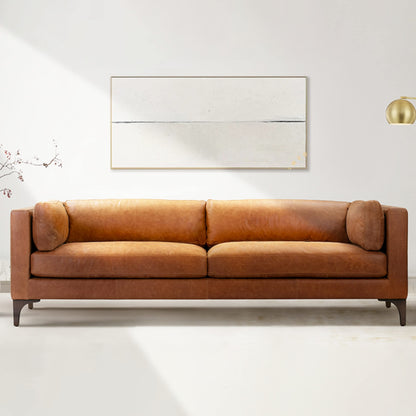 POLY & BARK Argan 93" Sofa in Full-Grain Pure-Aniline Italian Tanned Leather in Cognac Tan