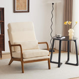 Karl home Mid-Century Modern Accent Chair, Living Room Chairs with Pillow High Back Corduroy Upholstered Lounge Armchair with Solid Wood Frame & Soft Cushion for Bedroom, Reading Room, Beige Karl home