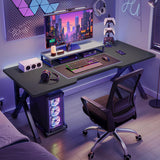 Gaming Desk Computer Desk for Bedroom, 40 Inch Gamer Workstation Sturdy Gaming Table with K-Shaped Steel Legs, Writing Desk with Wide Gaming Desktop Home Office Desk with Threading Holes 60x100cm GIFZES