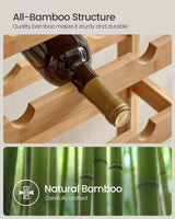 SONGMICS 42-Bottle Wine Rack Free Standing Floor, 7-Tier Display Wine Storage Shelves with Table Top, Bamboo Wobble-Free Bottle Holder for Kitchen Bar Dining Room Living Room, Natural UKWR27NL SONGMICS