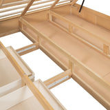Bellemave Lift Up Storage Full Bed with Drawers and Headboard in Natural Wood Bellemave