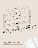 VASAGLE Console Table, Sofa Table, Narrow Entryway Table, Entry Table with 3 Drawers, Open Storage Shelf, Metal Corners, for Living Room, Farmhouse Style, Honey Brown ULNT142KB02S VASAGLE