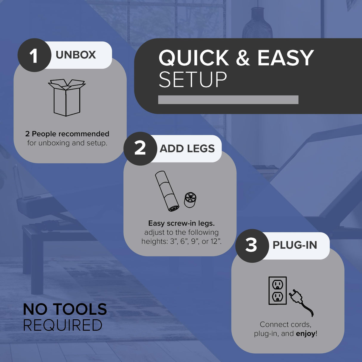 Blissful Nights e4 King Adjustable Bed Frame with Massage, Anti-Snore, Zero Gravity, USB Charging, Under Bed Lights, Wireless Remote Head and Foot Incline Blissful Nights