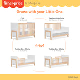 Dream On Me Fisher Price Iris 4-in-1 Convertible Crib in Vintage White Oak, JPMA & Greenguard Gold Certified, Crafted from New Zealand Pine Wood Dream On Me