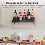 Dethan 2 Tier 32 Inch LED Lighted Liquor Bottle Display Shelf - Wall-Mounted Wine Rack with Multi-Color App & Remote Control, Adjustable Brightness & Sound Modes, Acrylic Bar Shelf for Commercial Club Dethan