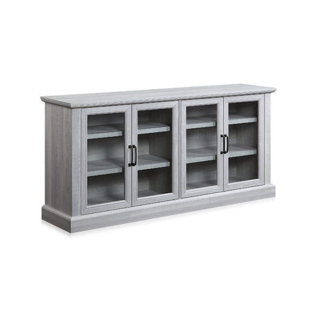 BELLEZE 70 Inch Sideboard Buffet Cabinet, Entertainment Center with Storage, Glass Display Cabinet with Adjustable Shelves Console Table Storage BELLEZE