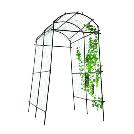 Lalahoni Garden Arch Trellis for Climbing Plants Outdoor, 7 ft Tall Walkway Metal Archway Arbor Tunnel Large for Vegetables Plant Cucumber Trellis for Garden Raised Bed, Black lalahoni