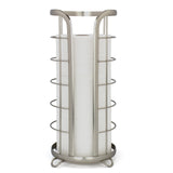 BROOKSTONE, Nickel Toilet Paper Holder, Freestanding Bathroom Tissue Organizer, Minimalistic Storage Solution, Modern & Stylish Design [Holds MEGA Rolls] Brookstone