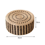 Leefasy Traditional Meditation Cushion Floor Cushion Comfortable Woven Tatami Floor Mat Tatami Floor Cushion for Indoor Tea Ceremony Birthday Gifts, Black 45cm Leefasy