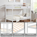 Twin Over Twin Bunk Bed with Ladder,Wooden Bunk Bed with High Guardrail and Ladder for Kids, Teens, Dorm Rooms, and Guest Rooms,No Box Spring Needed Softa