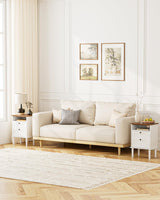 Apetaccat Nightstand, Boho Night Stand with 1 Drawer, Modern Side Accent Table with Open Shelf, Wooden Top Bedside End Table for Bedroom, Living Room, White Apetaccat