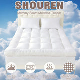 SHOUREN 4 Inch Memory Foam Mattress Topper Full for Back Pain, Extra Soft Pillow Top Mattress Topper, 2000GSM Fluffy Shredded Memory Foam Filled & Thicked Down Alternative-Lined 75x54x4in SHOUREN