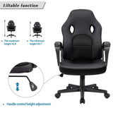 Furmax Gaming Chair Office Chair Leather Computer Desk Chair Racing Style Ergonomic Adjustable Swivel Task Chair with Lumbar Support and Arms (Black) Furmax