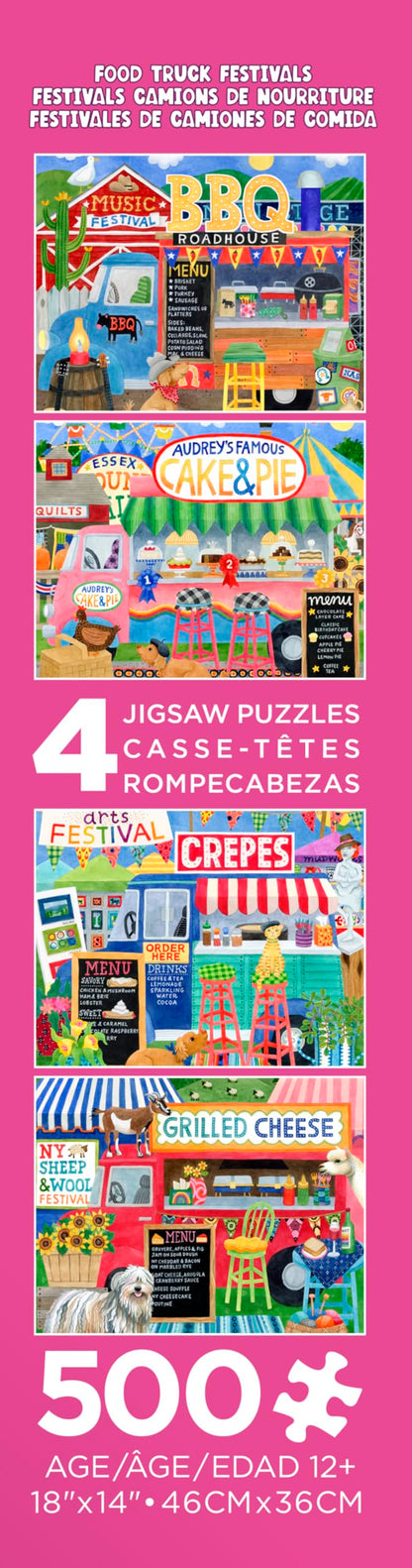 Ceaco - 4 in 1 Multipack - Food Trucks - (4) 500 Piece Jigsaw Puzzles