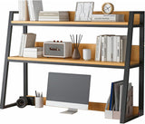 2-Tier Black Desktop Bookshelf Organizer for Efficient Home Office & Dorm Storage Oisei