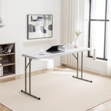 BTEXPERT 5-Foot - 60" Long White Plastic Folding Seminar Training Table Portable 18" Wide Narrow, 29" High, Events Indoor Outdoor Lightweight BTEXPERT