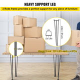 Happybuy Hairpin Table Legs 24" Black Set of 4 Desk Legs 880lbs Load Capacity (Each 220lbs) Hairpin Desk Legs 3 Rods for Bench Desk Dining End Table Chairs Carbon Steel DIY Heavy Duty Furniture Legs VEVOR